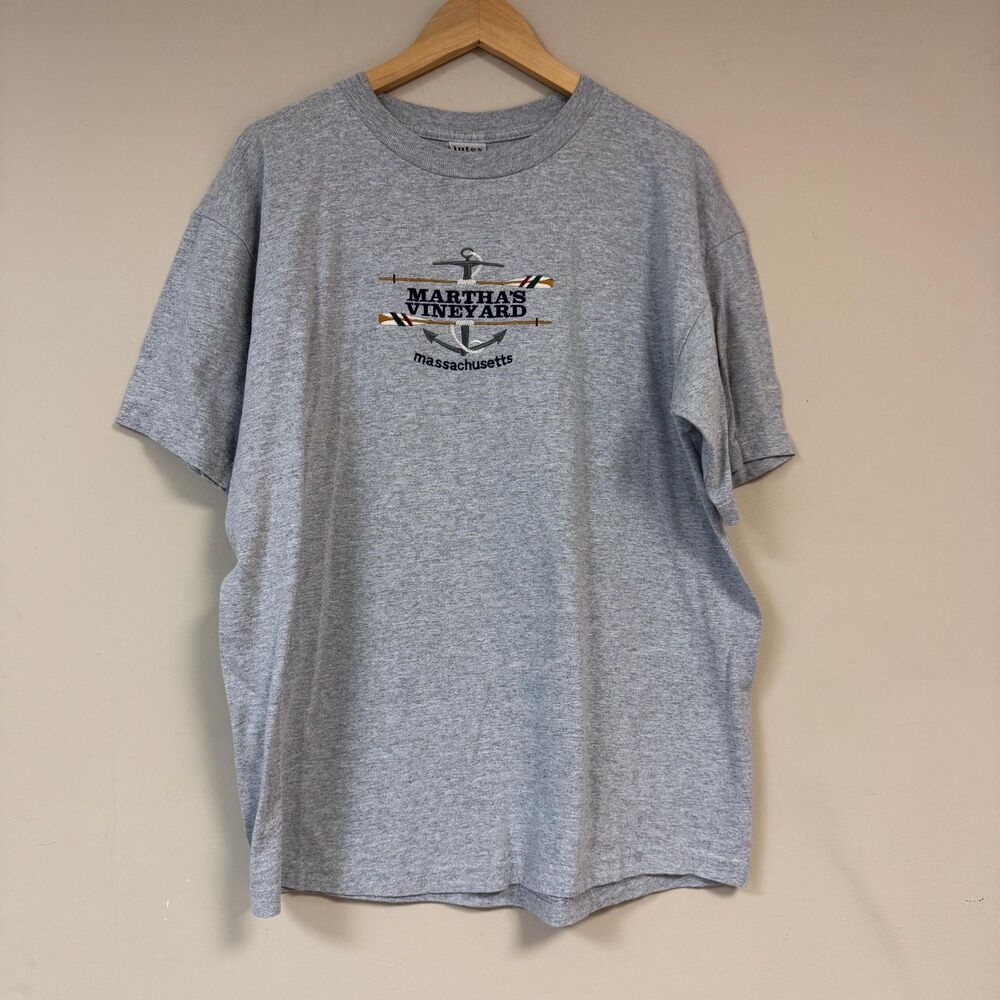 Martha's Vineyard Massachusetts  T-Shirt Men's XL Grey Vacation MA Trip Travel